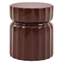 Indoor Outdoor Rust Brown Ridged Pattern Reinforced Concrete Round Side Table