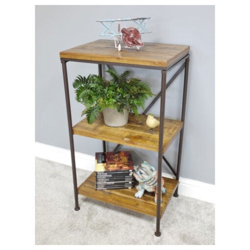 Industrial Black Metal And Solid Wood 3 Tier Shelving Unit Bookcase 89cm Industrial Black Metal And Solid Wood 3 Tier Shelving Unit Bookcase 89cm