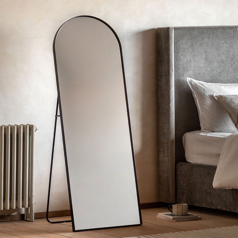 Industrial Cheval Arched Black Metal Freestanding Floor Mirror 150cm Industrial Cheval Arched Black Metal Freestanding Floor Mirror 150cm