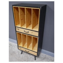 Industrial Retro Black Metal And Solid Wood 2 Drawer Large Filing Cabinet Vinyl Record Magazine Cabinet