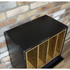 Industrial Retro Black Metal And Solid Wood Filing Cabinet Vinyl Record Magazine Cabinet