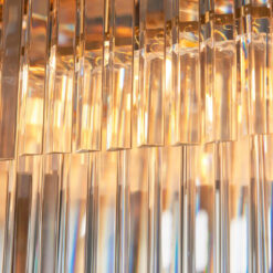 Large 4 Light 2 Tier Brushed Gold Elongated Rectangle Ceiling Pendant Light With Glass Droplets 100cm