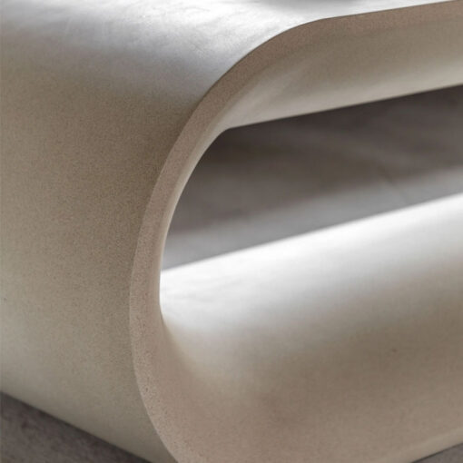 Minimalist Sculptural Cream Curved Oblong Indoor Outdoor Reinforced Concrete Coffee Table 130cm