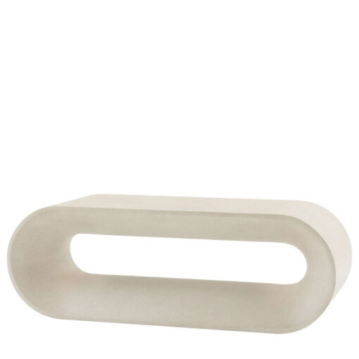 Minimalist Sculptural Cream Curved Oblong Indoor Outdoor Reinforced Concrete Coffee Table 130cm