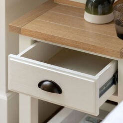 Rustic Country Farmhouse 2 Tier 1 Drawer Soft White And Natural Wood Bedside Cabinet Side Table