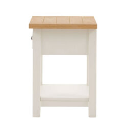 Rustic Country Farmhouse 2 Tier 1 Drawer Soft White And Natural Wood Bedside Cabinet Side Table
