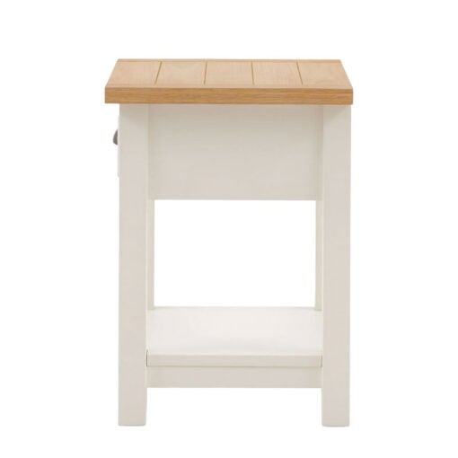 Rustic Country Farmhouse 2 Tier 1 Drawer Soft White And Natural Light Wood Bedside Cabinet Side Table