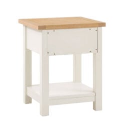 Rustic Country Farmhouse 2 Tier 1 Drawer Soft White And Natural Wood Bedside Cabinet Side Table