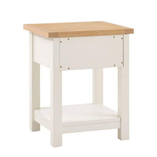 Rustic Country Farmhouse 2 Tier 1 Drawer Soft White And Natural Light Wood Bedside Cabinet Side Table