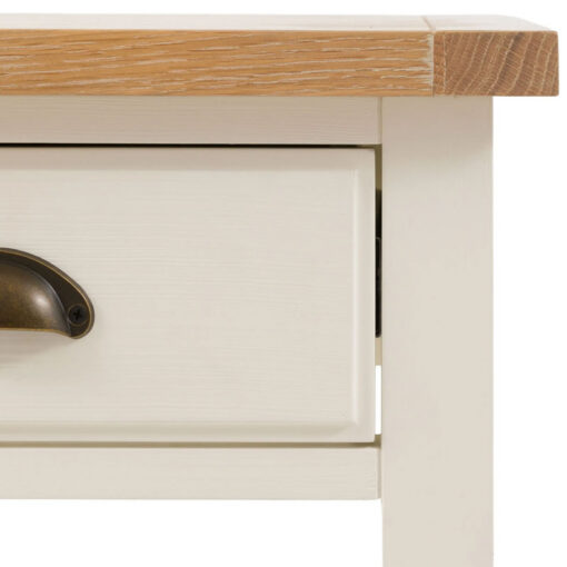 Rustic Country Farmhouse 2 Tier 1 Drawer Soft White And Natural Light Wood Bedside Cabinet Side Table