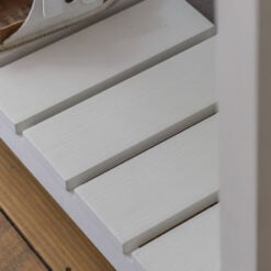Rustic Country Farmhouse 2 Tier 2 Drawer Soft White And Natural Wood Slim Console Table 140cm