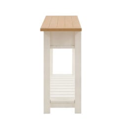 Rustic Country Farmhouse 2 Tier 2 Drawer Soft White And Natural Wood Slim Console Table 140cm