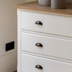 Rustic Country Farmhouse 3 Drawer Soft White And Natural Light Wood Chest Of Drawers