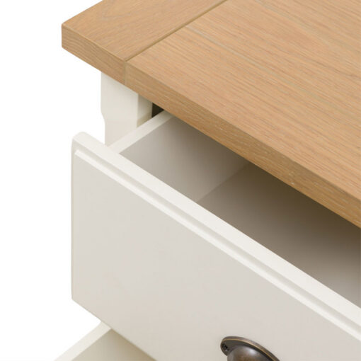 Rustic Country Farmhouse 3 Drawer Soft White And Natural Light Wood Chest Of Drawers