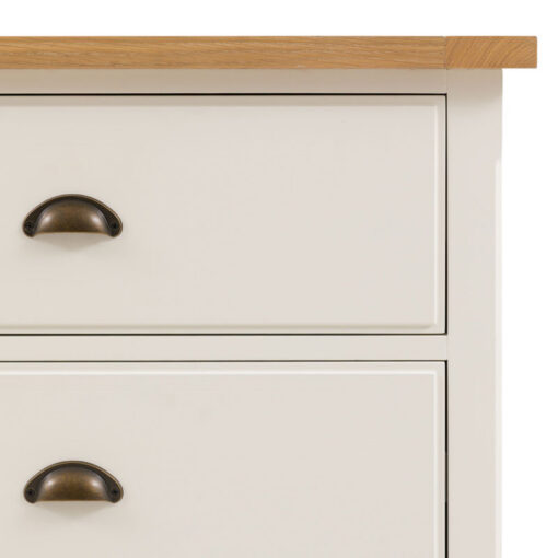 Rustic Country Farmhouse 6 Drawer Soft White And Natural Light Wood Chest Of Drawers