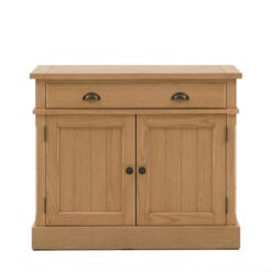 Rustic Country Farmhouse Light Oak Wood 2 Door 1 Drawer Cabinet Small Sideboard 96cm