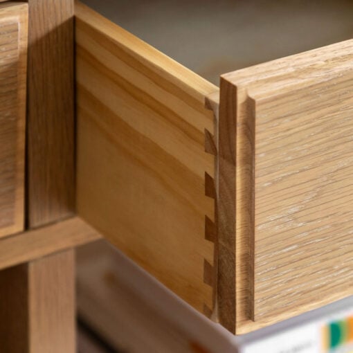 Rustic Country Farmhouse Light Oak Wood 3 Drawer 3 Tier Large Kitchen Island With White Marble Centre Inlay 150cm