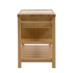 Rustic Country Farmhouse Light Oak Wood 3 Drawer 3 Tier Large Kitchen Island With White Marble Centre Inlay 150cm