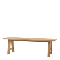 Rustic Country Farmhouse Light Oak Wood 3 Seater Backless Dining Bench 150cm