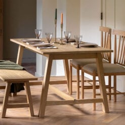 Rustic Country Farmhouse Light Oak Wood 6 - 8 Seater Extending Dining Table 160cm - 200cm