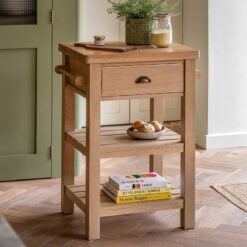 Rustic Country Farmhouse Light Wood 3 Tier 1 Drawer Small Kitchen Island Butchers Block