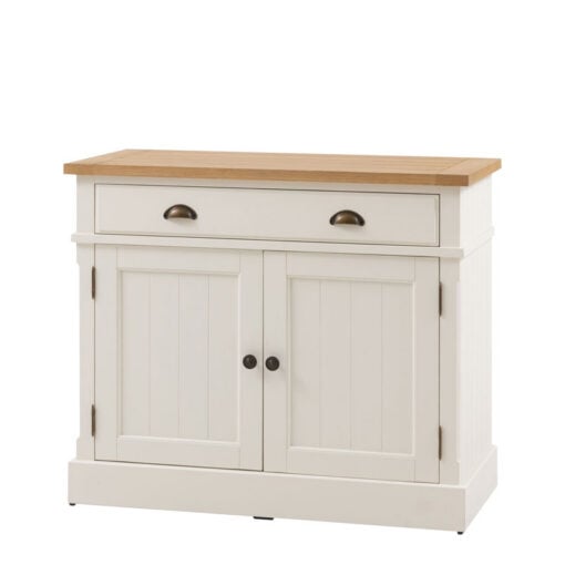 Rustic Country Farmhouse Soft White And Light Wood 2 Door 1 Drawer Cabinet Small Sideboard 96cm Rustic Country Farmhouse Soft White And Light Wood 2 Door 1 Drawer Cabinet Small Sideboard 96cm