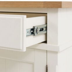 Rustic Country Farmhouse Soft White And Light Wood 2 Door 1 Drawer Cabinet Small Sideboard 96cm