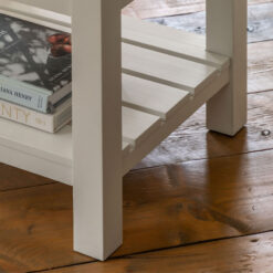 Rustic Country Farmhouse Soft White And Light Wood 3 Tier 1 Drawer Small Kitchen Island Butchers Block