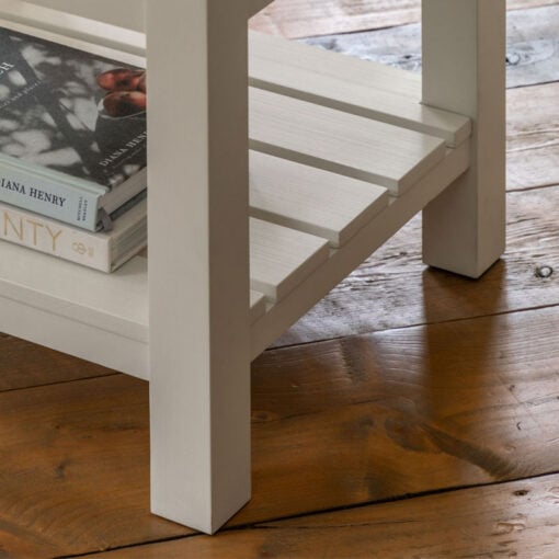 Rustic Country Farmhouse Soft White And Light Wood 3 Tier 1 Drawer Small Kitchen Island Butchers Block