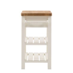 Rustic Country Farmhouse Soft White And Light Wood 3 Tier 1 Drawer Small Kitchen Island Butchers Block