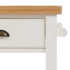 Rustic Country Farmhouse Soft White And Light Wood 3 Tier 1 Drawer Small Kitchen Island Butchers Block