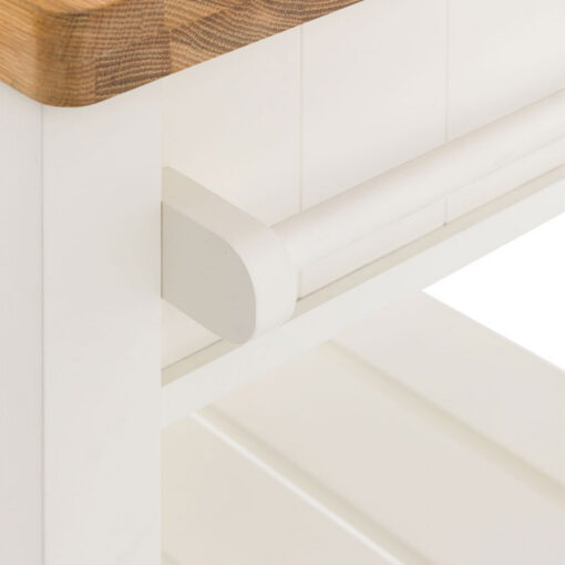 Rustic Country Farmhouse Soft White And Light Wood 3 Tier 1 Drawer Small Kitchen Island Butchers Block