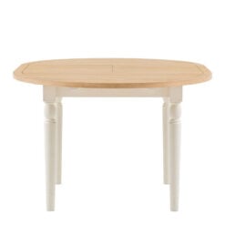Rustic Country Farmhouse Soft White And Light Wood Extending 4 - 6 Seater Round Dining Table 110cm - 150cm