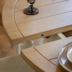 Rustic Country Farmhouse Soft White And Light Wood Extending 4 - 6 Seater Round Dining Table 110cm - 150cm