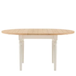 Rustic Country Farmhouse Soft White And Light Wood Extending 4 - 6 Seater Round Dining Table 110cm - 150cm