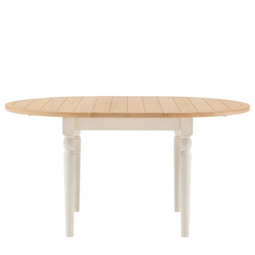 Rustic Country Farmhouse Soft White And Light Wood Extending 4 - 6 Seater Round Dining Table 110cm - 150cm