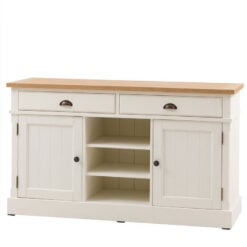 Rustic Country Farmhouse Soft White And Light Wood Kitchen Dresser Sideboard 140cm