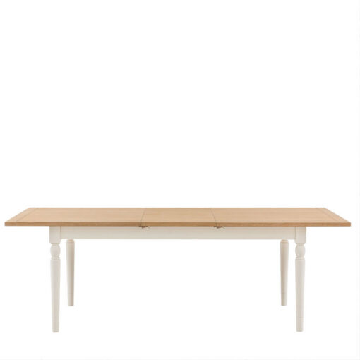 Rustic Country Farmhouse Soft White And Natural Light Wood Extending 8 - 10 Seater Dining Table 180cm - 230cm