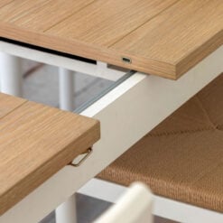 Rustic Country Farmhouse Soft White And Natural Light Wood Extending 8 - 10 Seater Dining Table 180cm - 230cm