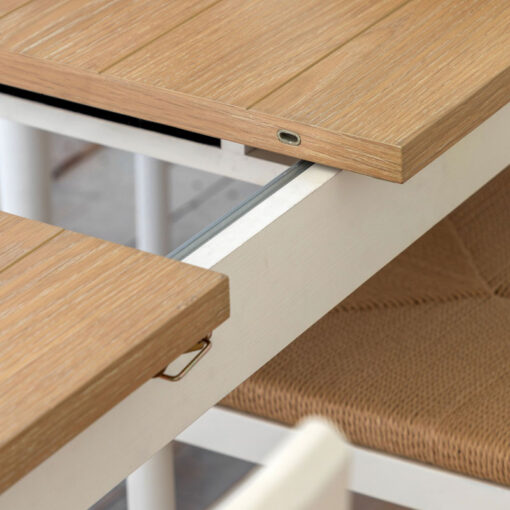 Rustic Country Farmhouse Soft White And Natural Light Wood Extending 8 - 10 Seater Dining Table 180cm - 230cm