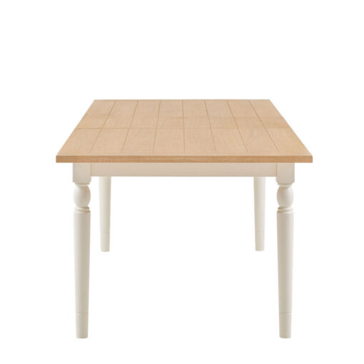 Rustic Country Farmhouse Soft White And Natural Light Wood Extending 8 - 10 Seater Dining Table 180cm - 230cm