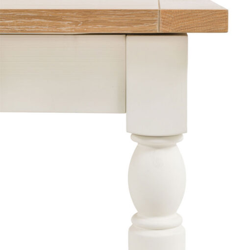 Rustic Country Farmhouse Soft White And Natural Light Wood Extending 8 - 10 Seater Dining Table 180cm - 230cm