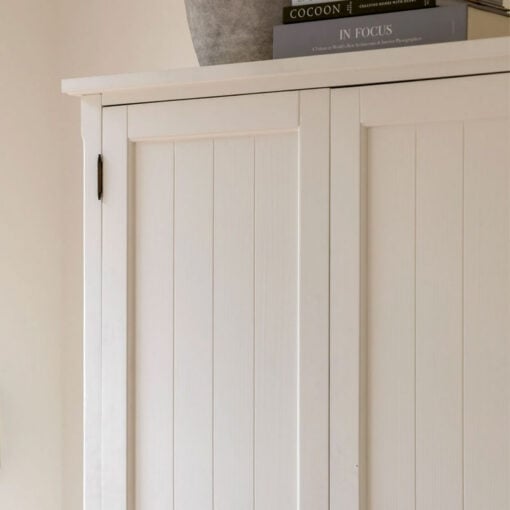 Rustic Country Farmhouse Soft White Wood 2 Door 1 Drawer Large Wardrobe 190cm