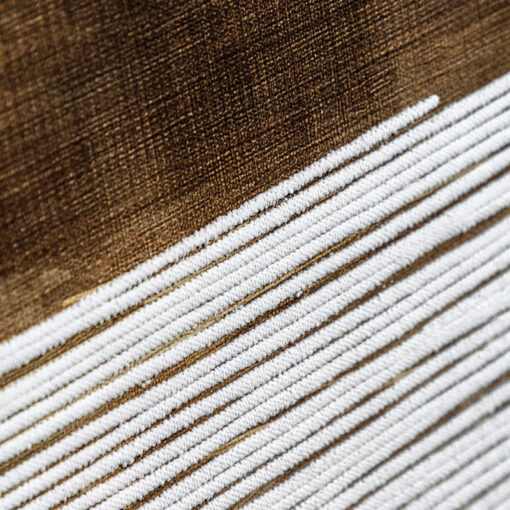 Set of 2 Framed Canvas 3D Abstract Wall Art In Shades Of Antique Gold With White Fringe Effect 70cm