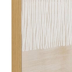 Set of 2 Framed Canvas 3D Abstract Wall Art In Shades Of Antique Gold With White Fringe Effect 70cm