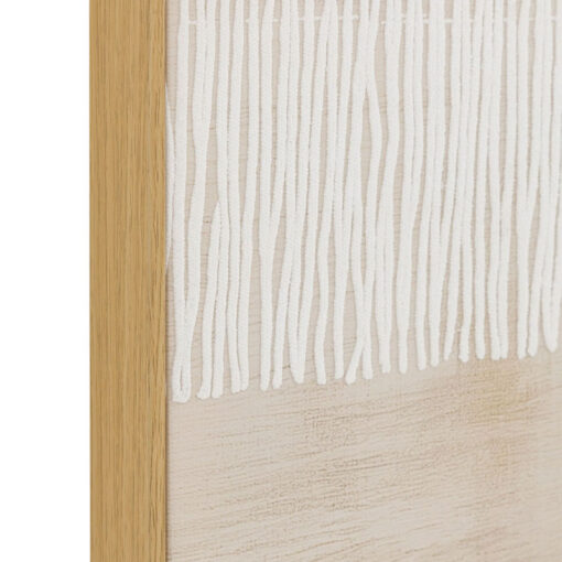 Set of 2 Framed Canvas 3D Abstract Wall Art In Shades Of Antique Gold With White Fringe Effect 70cm