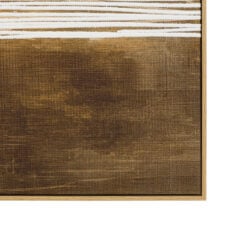 Set of 2 Framed Canvas 3D Abstract Wall Art In Shades Of Antique Gold With White Fringe Effect 70cm