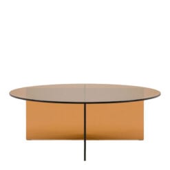 Art Deco Retro Style Bronze Glass Round All Glass Coffee Table 90cm