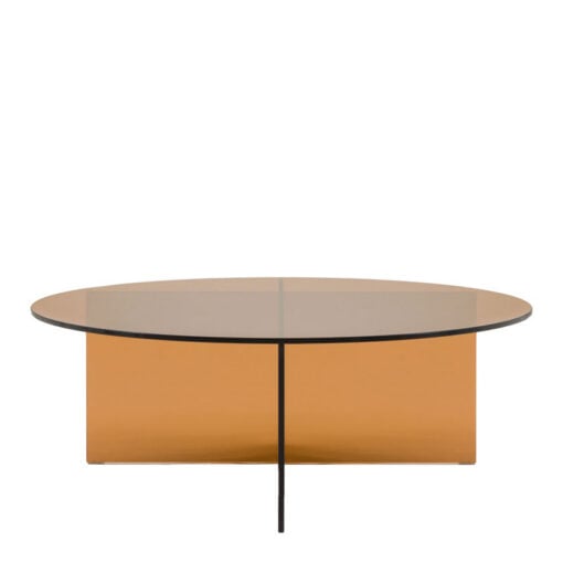 Art Deco Retro Style Bronze Glass Round All Glass Coffee Table 90cm