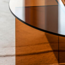 Art Deco Retro Style Bronze Glass Round All Glass Coffee Table 90cm